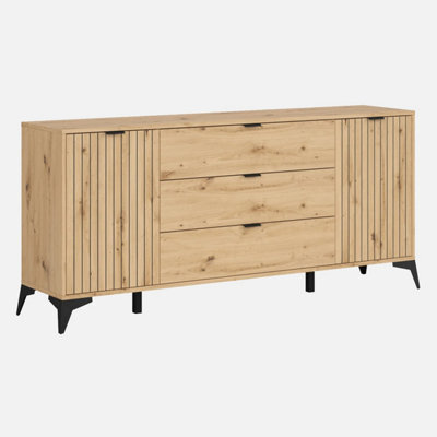 Heze Furniture Lammy 3 Drawers 2 Doors Sideboard 180Cm - Artisan Oak - image 1