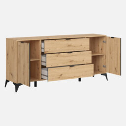 Heze Furniture Lammy 3 Drawers 2 Doors Sideboard 180Cm - Artisan Oak - thumbnail 4