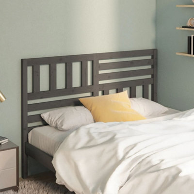 Walplus Bed Headboard Grey 146X4X100 Cm Solid Wood Pine - image 1