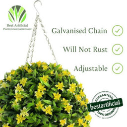 Best Artificial 38Cm Yellow Lily Hanging Basket Flower Topiary Ball - Suitable For Outdoor Use - Weather & Fade Resistant - thumbnail 5