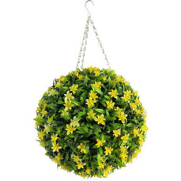 Best Artificial 38Cm Yellow Lily Hanging Basket Flower Topiary Ball - Suitable For Outdoor Use - Weather & Fade Resistant - thumbnail 2