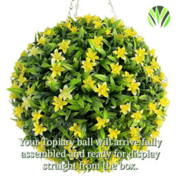 Best Artificial 38Cm Yellow Lily Hanging Basket Flower Topiary Ball - Suitable For Outdoor Use - Weather & Fade Resistant - thumbnail 8