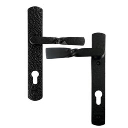 UAP Limited Uap Traditional Black Cast Iron External Door Handles Pair 92mm Centres 219mm Backplate Euro Lock - thumbnail 1