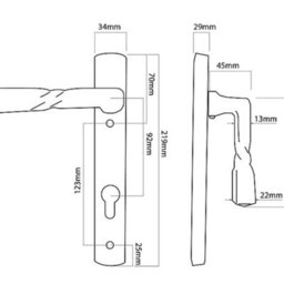 UAP Limited Uap Traditional Black Cast Iron External Door Handles Pair 92mm Centres 219mm Backplate Euro Lock - thumbnail 6