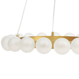 Wyld And Coco Gildedglow 18-Light Pendant Lamp Gold Iron With Frosted Glass Shade, Adjustable Drop For Dining And Living Rooms - thumbnail 5