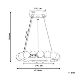 Wyld And Coco Gildedglow 18-Light Pendant Lamp Gold Iron With Frosted Glass Shade, Adjustable Drop For Dining And Living Rooms - thumbnail 3