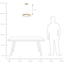 Wyld And Coco Gildedglow 18-Light Pendant Lamp Gold Iron With Frosted Glass Shade, Adjustable Drop For Dining And Living Rooms - thumbnail 7