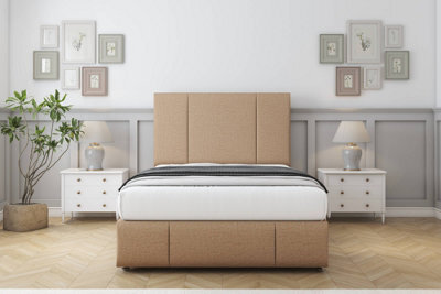 "Sloomy Lisbon Latte Dumfries Divan Bed Set 4 Drawers - 26"" Strutted   & 12"" Footboard 4'6 Double" - image 1