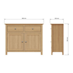 FWSTYLE Natural Oak Pre Assembled 2 Door 2 Drawer Sideboard - thumbnail 5
