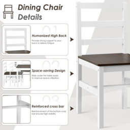 Costway 5Pcs Wooden Dining Table & Chair Set Breakfast Kitchen Furniture Dining Room Set - thumbnail 6