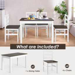 Costway 5Pcs Wooden Dining Table & Chair Set Breakfast Kitchen Furniture Dining Room Set - thumbnail 9