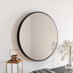 Aveli Large Modern Round Glass Mirror 60Cm Black Frame Wall Mounted Bathroom Vanity - thumbnail 2
