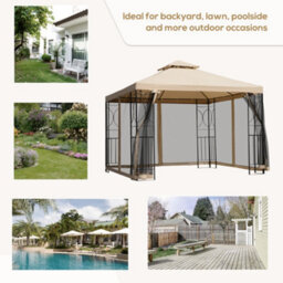 Outsunny 3X3(M) Outdoor Gazebo Patio Pavilion Canopy Tent W/ Netting & Shelf - thumbnail 7