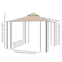 Outsunny 3X3(M) Outdoor Gazebo Patio Pavilion Canopy Tent W/ Netting & Shelf - thumbnail 3