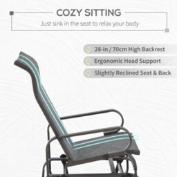 Outsunny Outdoor Gliding Rocking Chair W/ Metal Frame For Patio, Garden, Grey - thumbnail 5