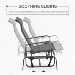 Outsunny Outdoor Gliding Rocking Chair W/ Metal Frame For Patio, Garden, Grey - thumbnail 4