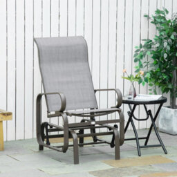 Outsunny Outdoor Gliding Rocking Chair W/ Metal Frame For Patio, Garden, Grey