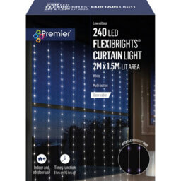 Premier Decorations Limited Premier 240 Led Flexibrights Curtain Light 2M X 1.5M Lit Area Clear Cable - thumbnail 1