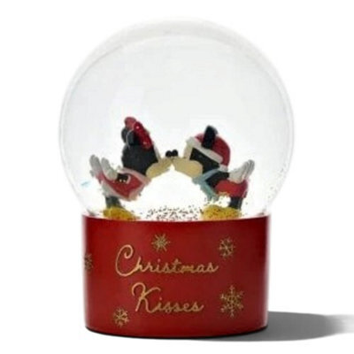 Widdop Gifts Disney Mickey & Minnie Festive Snow Globe - 16 X 12 X 12 Cm, Red Resin Base With Gold 'christmas Kisses' Detail