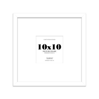 "10X10"" White Picture Frame - 10X10"" Square Frame With 7X7"" Mount For 10X10""/7X7"" Pictures Classic Style Photo Display, 1 Pack" - image 1