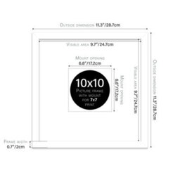"10X10"" White Picture Frame - 10X10"" Square Frame With 7X7"" Mount For 10X10""/7X7"" Pictures Classic Style Photo Display, 1 Pack" - thumbnail 2
