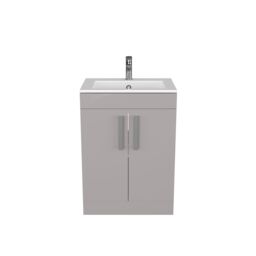 Timsbury Gloss Grey Freestanding Vanity Unit & Basin Set (W)600mm (H)850mm - thumbnail 2