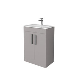 Timsbury Gloss Grey Freestanding Vanity Unit & Basin Set (W)600mm (H)850mm - thumbnail 1
