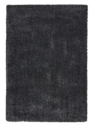 Dark Grey Plain Shaggy Rug, Easy To Clean Rug, Stain-Resistant Rug, Modern Rug For Bedroom, & Dining Room-80Cm X 150Cm - thumbnail 1