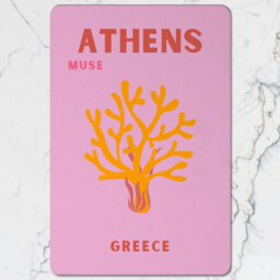 Benjamin Tate Design Athens Muse Greece Coral Design Placemat Coaster Set Wood Base Limited Print Collection - thumbnail 2