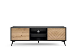 Arte Stylish Diamond Tv Cabinet H500mm W1540mm D390mm - Oak Evoke & Black For Modern Living Spaces - thumbnail 2