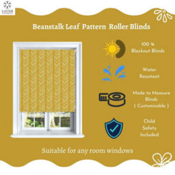 Lister Cartwright Beanstalk Leaf Patterned Roller Blinds - (180 X 140 Cm) Easy To Fit Child Safety Included - Saffron - thumbnail 3