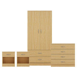 Lassic Vida Designs Riano 4 Piece Bedroom Set (1 Drawer Bedside Chest, 4 Drawer Chest, 2 Door 2 Drawer Wardrobe), Pine - thumbnail 8