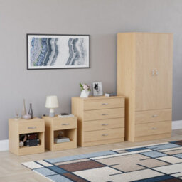 Lassic Vida Designs Riano 4 Piece Bedroom Set (1 Drawer Bedside Chest, 4 Drawer Chest, 2 Door 2 Drawer Wardrobe), Pine - thumbnail 6