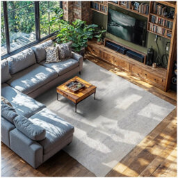 Tectake Washable Rug Dalia - Various Sizes, Faded Pattern, Easy-Care Short Pile, Non-Slip 240 X 340 Cm - Beige - thumbnail 1