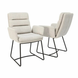 Xample Akante Copenhague Off White Fabric Dining Chairs 2 Pack Foam Padded Modern Metal Frame Kitchen Dining Seating - thumbnail 3
