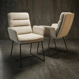 Xample Akante Copenhague Off White Fabric Dining Chairs 2 Pack Foam Padded Modern Metal Frame Kitchen Dining Seating - thumbnail 1