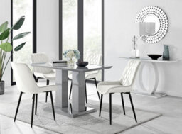 Furniturebox Uk Imperia 4 Grey Dining Table And 4 Cream Pesaro Black Leg Chairs