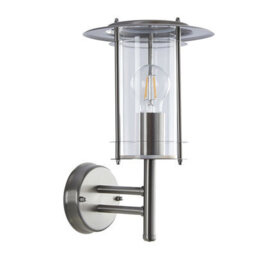 Luminosa Lighting Luminosa York 1 Light Outdoor Wall Lantern Polished Stainless Steel, Clear Polycarbonate Ip44, E27 - thumbnail 2