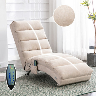 Matteo Fabric Relaxation Chaise Lounge Chair With Gentle Vibration, Beige - image 1