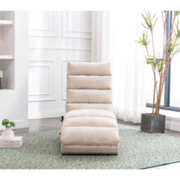 Matteo Fabric Relaxation Chaise Lounge Chair With Gentle Vibration, Beige - thumbnail 9