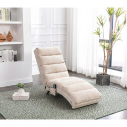 Matteo Fabric Relaxation Chaise Lounge Chair With Gentle Vibration, Beige - thumbnail 7