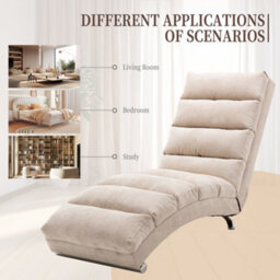 Matteo Fabric Relaxation Chaise Lounge Chair With Gentle Vibration, Beige - thumbnail 5