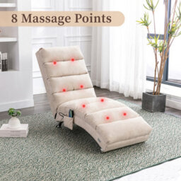 Matteo Fabric Relaxation Chaise Lounge Chair With Gentle Vibration, Beige - thumbnail 6