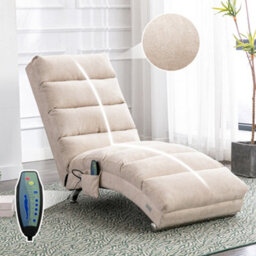 Matteo Fabric Relaxation Chaise Lounge Chair With Gentle Vibration, Beige - thumbnail 1