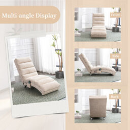 Matteo Fabric Relaxation Chaise Lounge Chair With Gentle Vibration, Beige - thumbnail 2