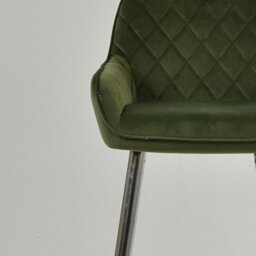 Lakeland Furniture Carson Olive Green Velvet Chrome Fixed Base Bar Stool - thumbnail 8
