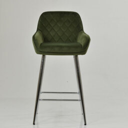 Lakeland Furniture Carson Olive Green Velvet Chrome Fixed Base Bar Stool - thumbnail 3