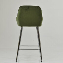 Lakeland Furniture Carson Olive Green Velvet Chrome Fixed Base Bar Stool - thumbnail 6