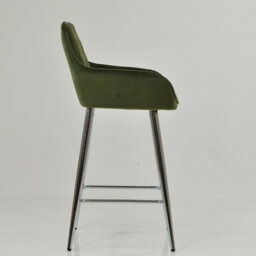 Lakeland Furniture Carson Olive Green Velvet Chrome Fixed Base Bar Stool - thumbnail 5