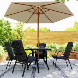 Outsunny Garden Dining Set, Glass Table W/ Umbrella Hole Black - thumbnail 7